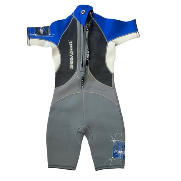 SEA DOO BRP Junior Shorty Wetsuit Blue/Black/Gray Size 12 - Pre-Owned - Picture 7 of 7